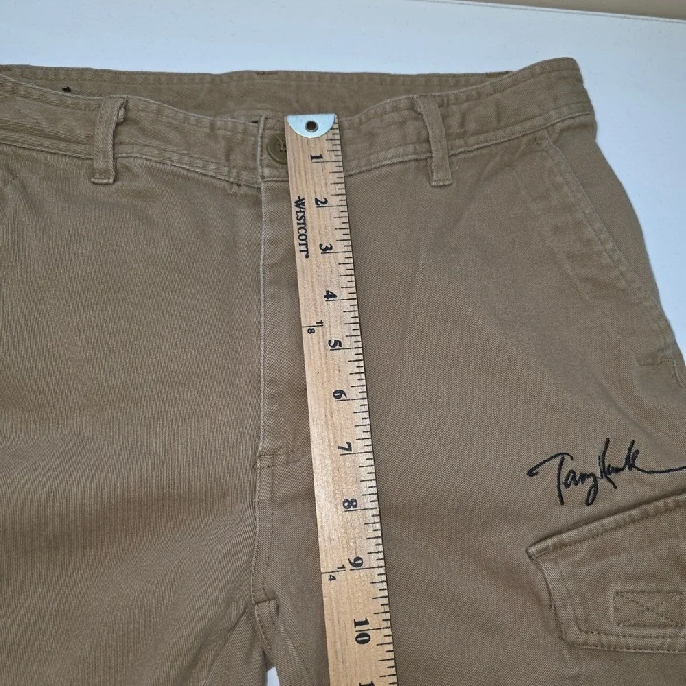 Tony Hawk Mens Tan Khaki Utility Y2K Cargo Pants Slim Straight Stretch 32x30